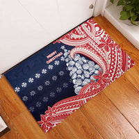 Wallis And Futuna Christmas Rubber Doormat Seashell Xmas Tree Tribal Waves - Polynesian Pride
