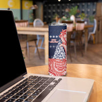 Wallis And Futuna Christmas Skinny Tumbler Seashell Xmas Tree Tribal Waves - Polynesian Pride