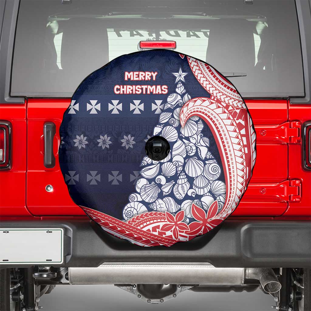 Wallis And Futuna Christmas Spare Tire Cover Seashell Xmas Tree Tribal Waves - Polynesian Pride