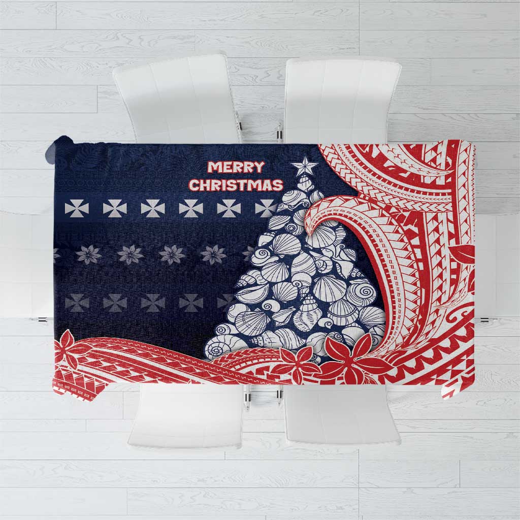 Wallis And Futuna Christmas Tablecloth Seashell Xmas Tree Tribal Waves - Polynesian Pride