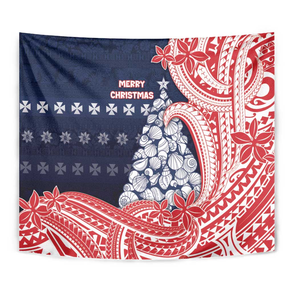 Wallis And Futuna Christmas Tapestry Seashell Xmas Tree Tribal Waves - Polynesian Pride