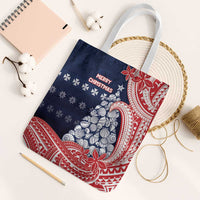 Wallis And Futuna Christmas Tote Bag Seashell Xmas Tree Tribal Waves - Polynesian Pride
