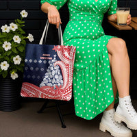 Wallis And Futuna Christmas Tote Bag Seashell Xmas Tree Tribal Waves - Polynesian Pride