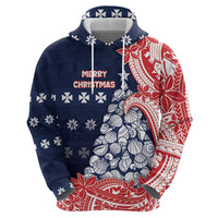 Wallis And Futuna Christmas Zip Hoodie Seashell Xmas Tree Tribal Waves - Polynesian Pride