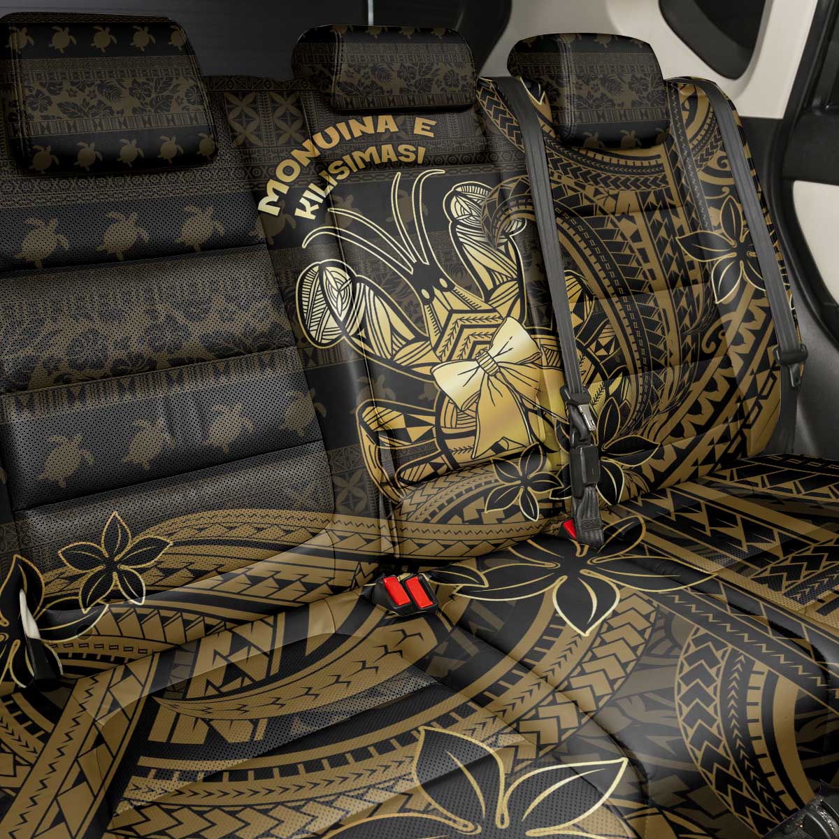 Niue Christmas Back Car Seat Cover Niuean Crab Xmas Tribal Waves - Polynesian Pride