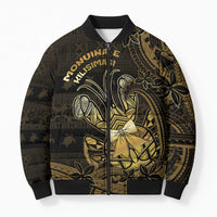 Niue Christmas Bomber Puffer Jacket Niuean Crab Xmas Tribal Waves - Polynesian Pride