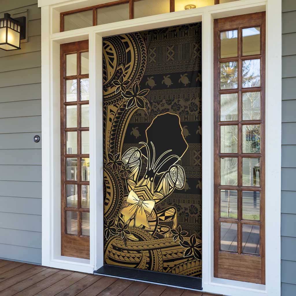Niue Christmas Door Cover Niuean Crab Xmas Tribal Waves - Polynesian Pride
