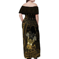 Niue Christmas Family Matching Off Shoulder Maxi Dress and Hawaiian Shirt Niuean Crab Xmas Tribal Waves - Polynesian Pride