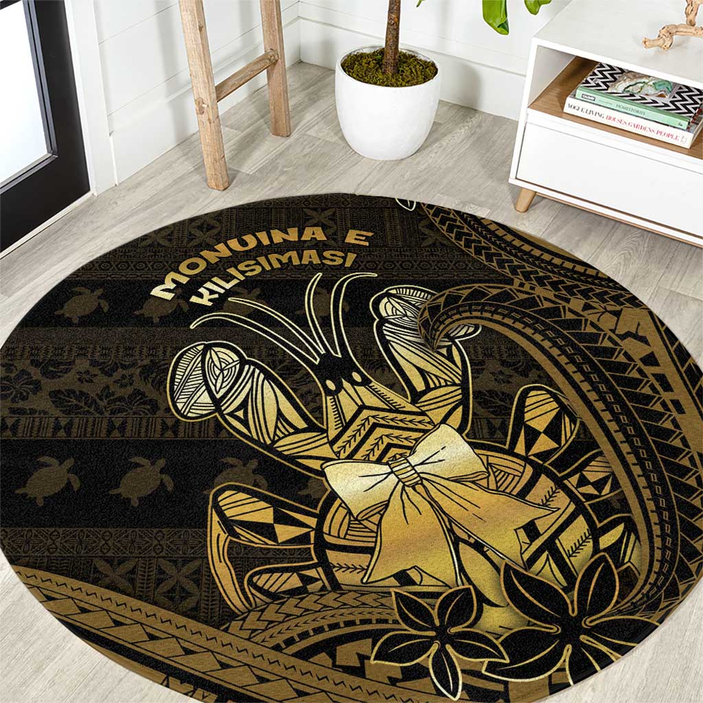 Niue Christmas Round Carpet Niuean Crab Xmas Tribal Waves - Polynesian Pride