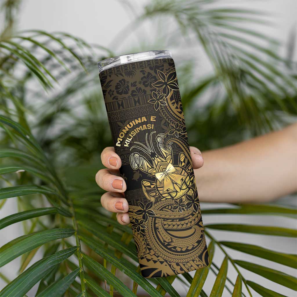 Niue Christmas Skinny Tumbler Niuean Crab Xmas Tribal Waves - Polynesian Pride