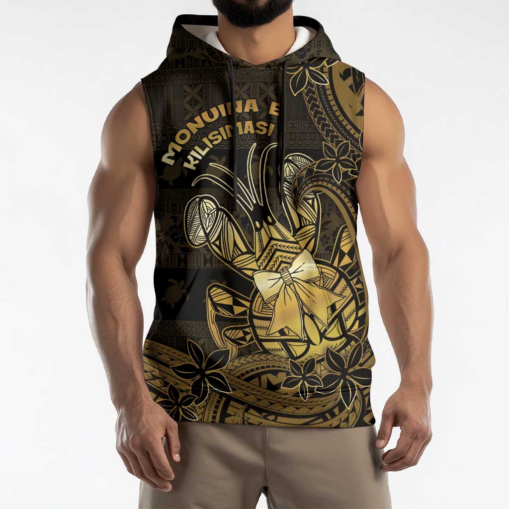 Niue Christmas Sleeveless Hoodie Niuean Crab Xmas Tribal Waves - Polynesian Pride