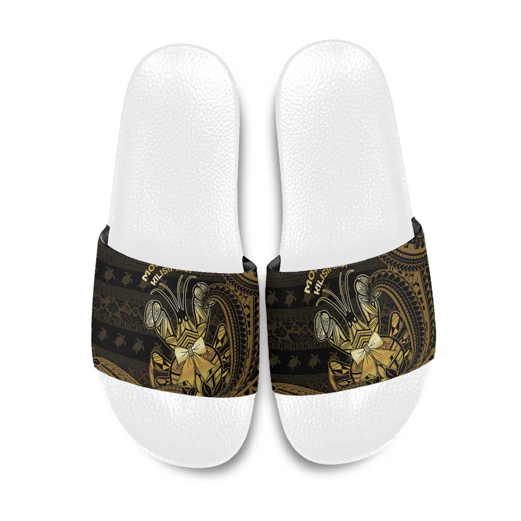 Niue Christmas Slide Sandals Niuean Crab Xmas Tribal Waves - Polynesian Pride