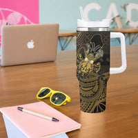 Niue Christmas Tumbler With Handle Niuean Crab Xmas Tribal Waves - Polynesian Pride