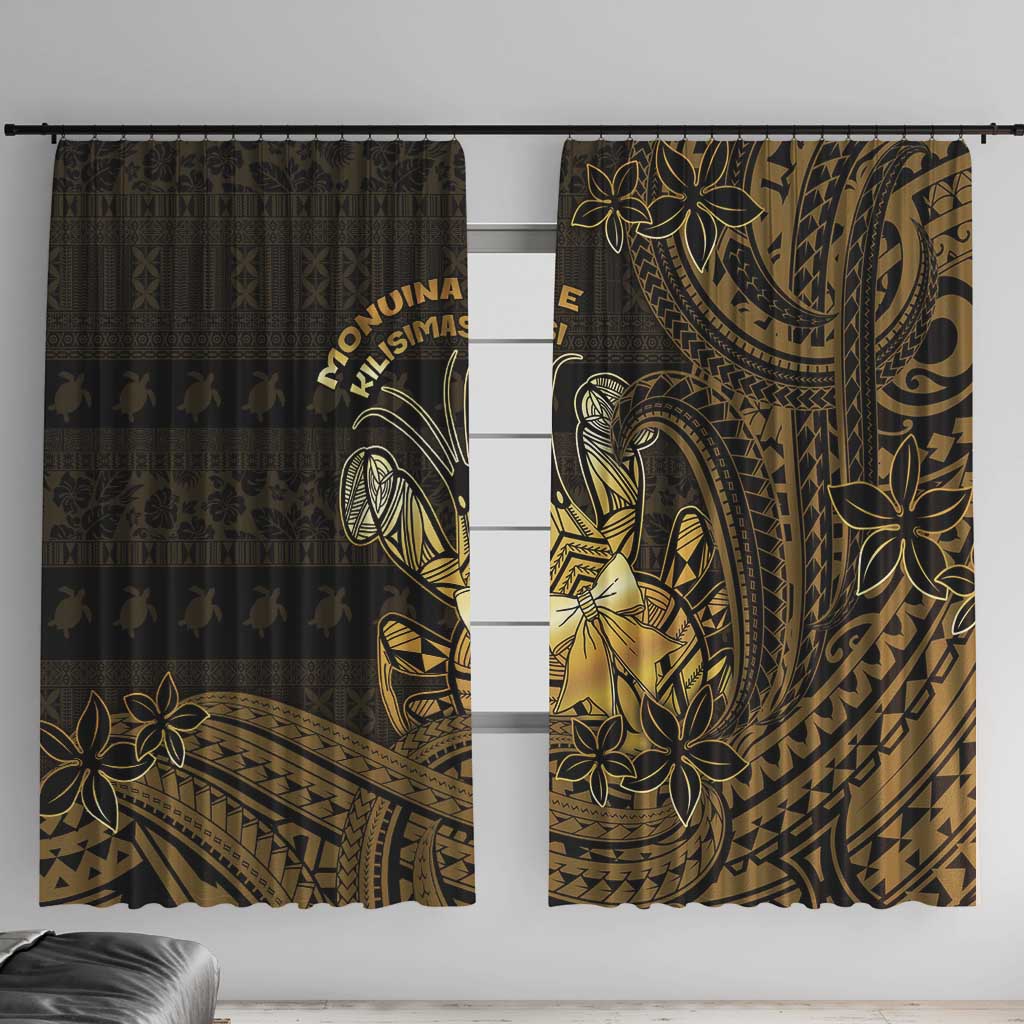 Niue Christmas Window Curtain Niuean Crab Xmas Tribal Waves - Polynesian Pride