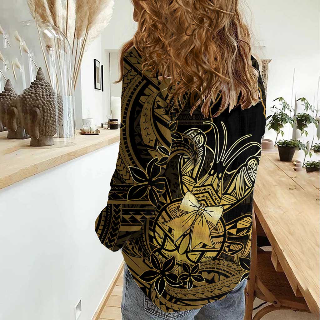 Niue Christmas Women Casual Shirt Niuean Crab Xmas Tribal Waves - Polynesian Pride