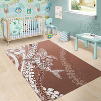 Hawaii Puakenikeni And Maile Lei Area Rug Brown Polynesian Shark Tattoo DT05