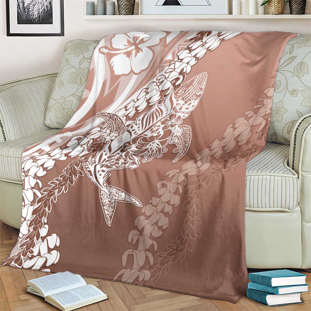 Hawaii Puakenikeni And Maile Lei Blanket Brown Polynesian Shark Tattoo DT05