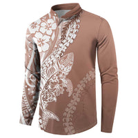 Hawaii Puakenikeni And Maile Lei Button Sweatshirt Brown Polynesian Shark Tattoo DT05 - Polynesian Pride