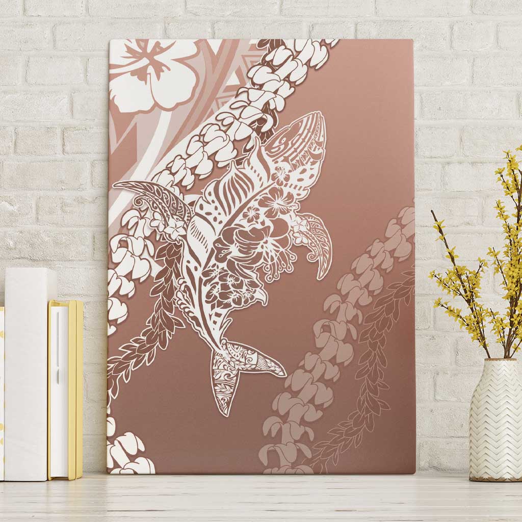 Hawaii Puakenikeni And Maile Lei Canvas Wall Art Brown Polynesian Shark Tattoo DT05