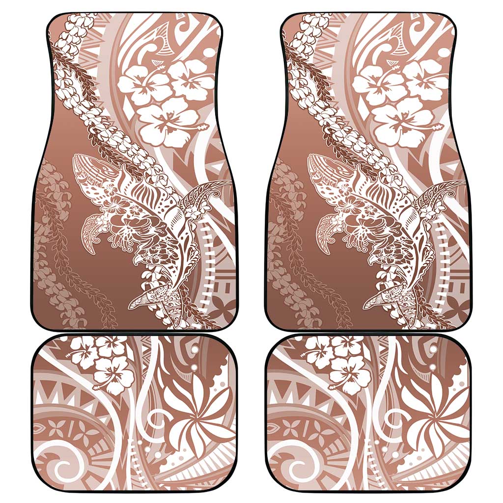 Hawaii Puakenikeni And Maile Lei Car Mats Brown Polynesian Shark Tattoo DT05