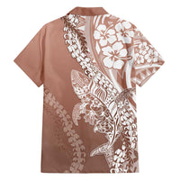 Hawaii Puakenikeni And Maile Lei Family Matching Summer Maxi Dress and Hawaiian Shirt Brown Polynesian Shark Tattoo DT05