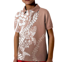 Hawaii Puakenikeni And Maile Lei Kid Polo Shirt Brown Polynesian Shark Tattoo DT05