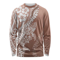 Hawaii Puakenikeni And Maile Lei Long Sleeve Shirt Brown Polynesian Shark Tattoo DT05 Unisex Brown - Polynesian Pride