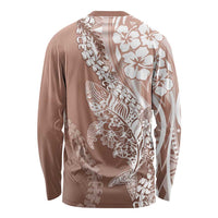 Hawaii Puakenikeni And Maile Lei Long Sleeve Shirt Brown Polynesian Shark Tattoo DT05 - Polynesian Pride