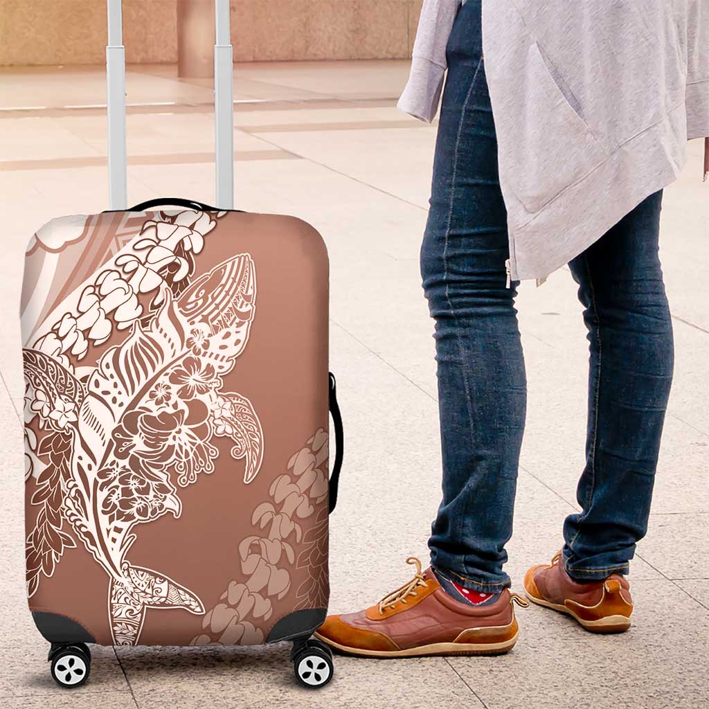 Hawaii Puakenikeni And Maile Lei Luggage Cover Brown Polynesian Shark Tattoo DT05