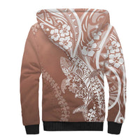 Hawaii Puakenikeni And Maile Lei Sherpa Hoodie Brown Polynesian Shark Tattoo DT05