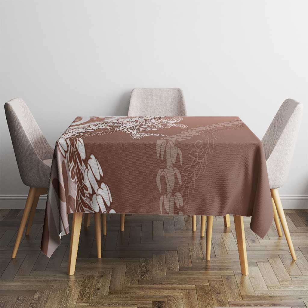 Hawaii Puakenikeni And Maile Lei Tablecloth Brown Polynesian Shark Tattoo DT05