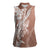 Hawaii Puakenikeni And Maile Lei Women Sleeveless Polo Shirt Brown Polynesian Shark Tattoo DT05