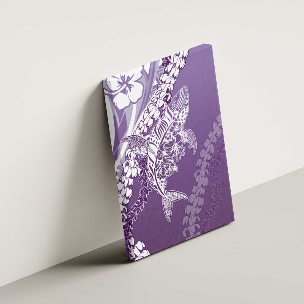 Hawaii Puakenikeni And Maile Lei Canvas Wall Art Violet Polynesian Shark Tattoo DT05