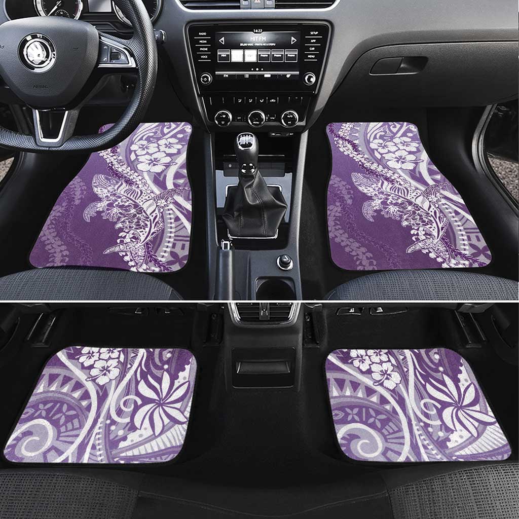 Hawaii Puakenikeni And Maile Lei Car Mats Violet Polynesian Shark Tattoo DT05
