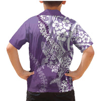 Hawaii Puakenikeni And Maile Lei Family Matching Mermaid Dress and Hawaiian Shirt Violet Polynesian Shark Tattoo DT05