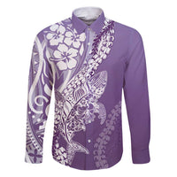 Hawaii Puakenikeni And Maile Lei Family Matching Puletasi and Hawaiian Shirt Violet Polynesian Shark Tattoo DT05
