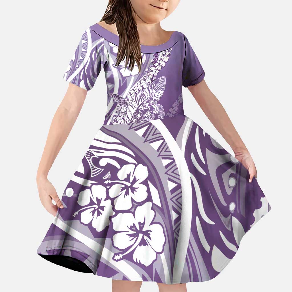Hawaii Puakenikeni And Maile Lei Family Matching Summer Maxi Dress and Hawaiian Shirt Violet Polynesian Shark Tattoo DT05
