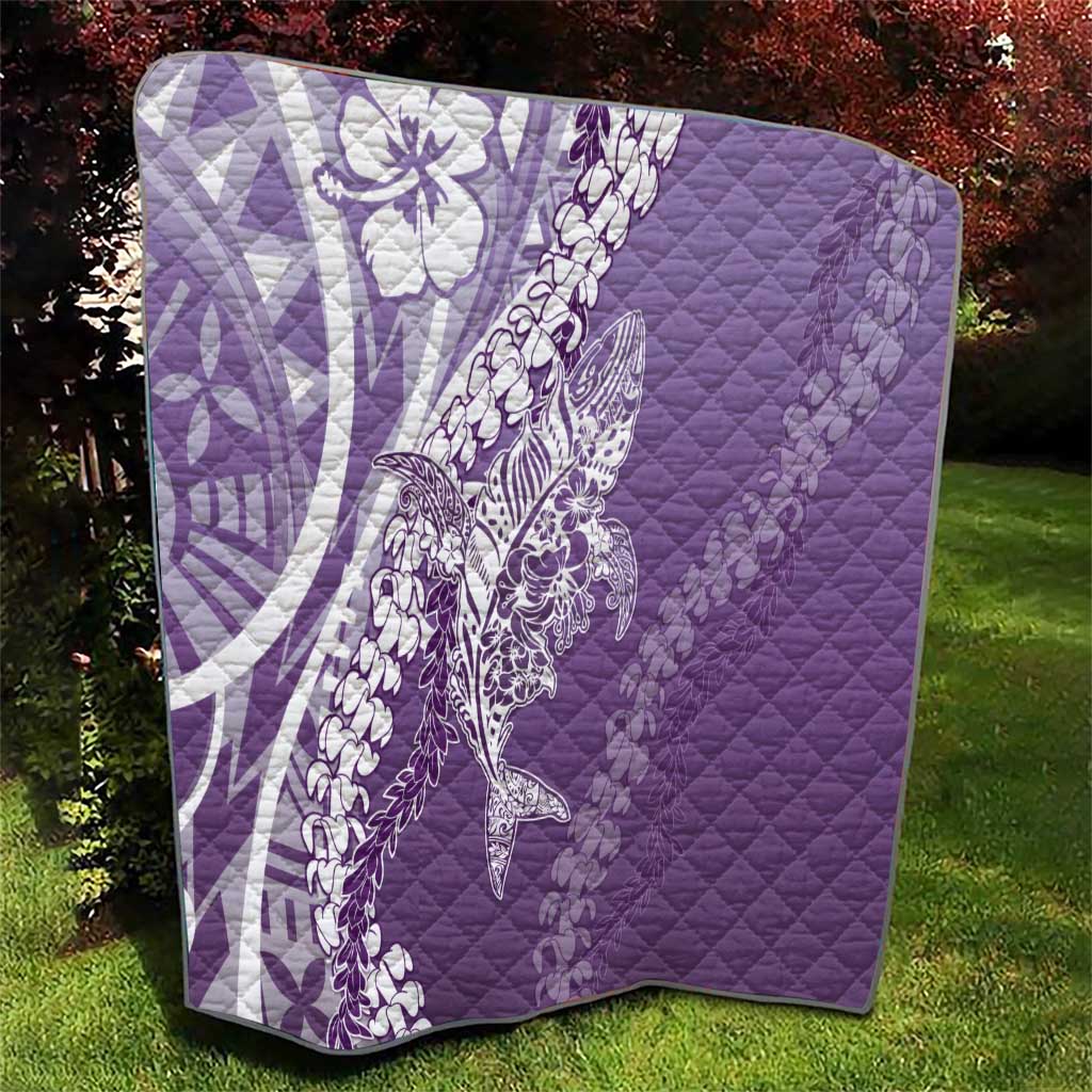 Hawaii Puakenikeni And Maile Lei Quilt Violet Polynesian Shark Tattoo DT05