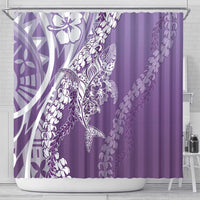 Hawaii Puakenikeni And Maile Lei Shower Curtain Violet Polynesian Shark Tattoo DT05