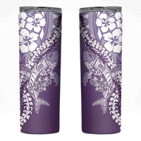 Hawaii Puakenikeni And Maile Lei Skinny Tumbler Violet Polynesian Shark Tattoo DT05