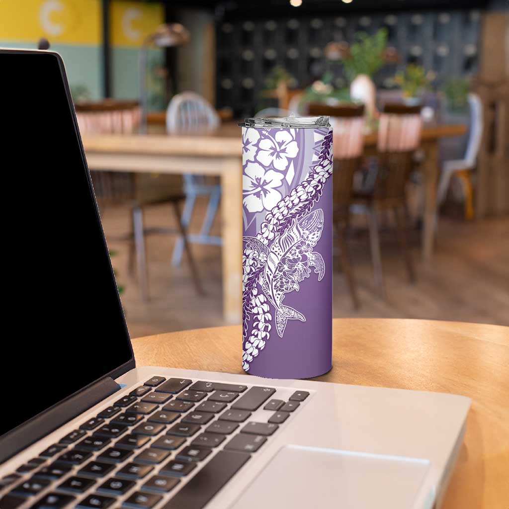 Hawaii Puakenikeni And Maile Lei Skinny Tumbler Violet Polynesian Shark Tattoo DT05