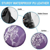 Hawaii Puakenikeni And Maile Lei Spare Tire Cover Violet Polynesian Shark Tattoo DT05