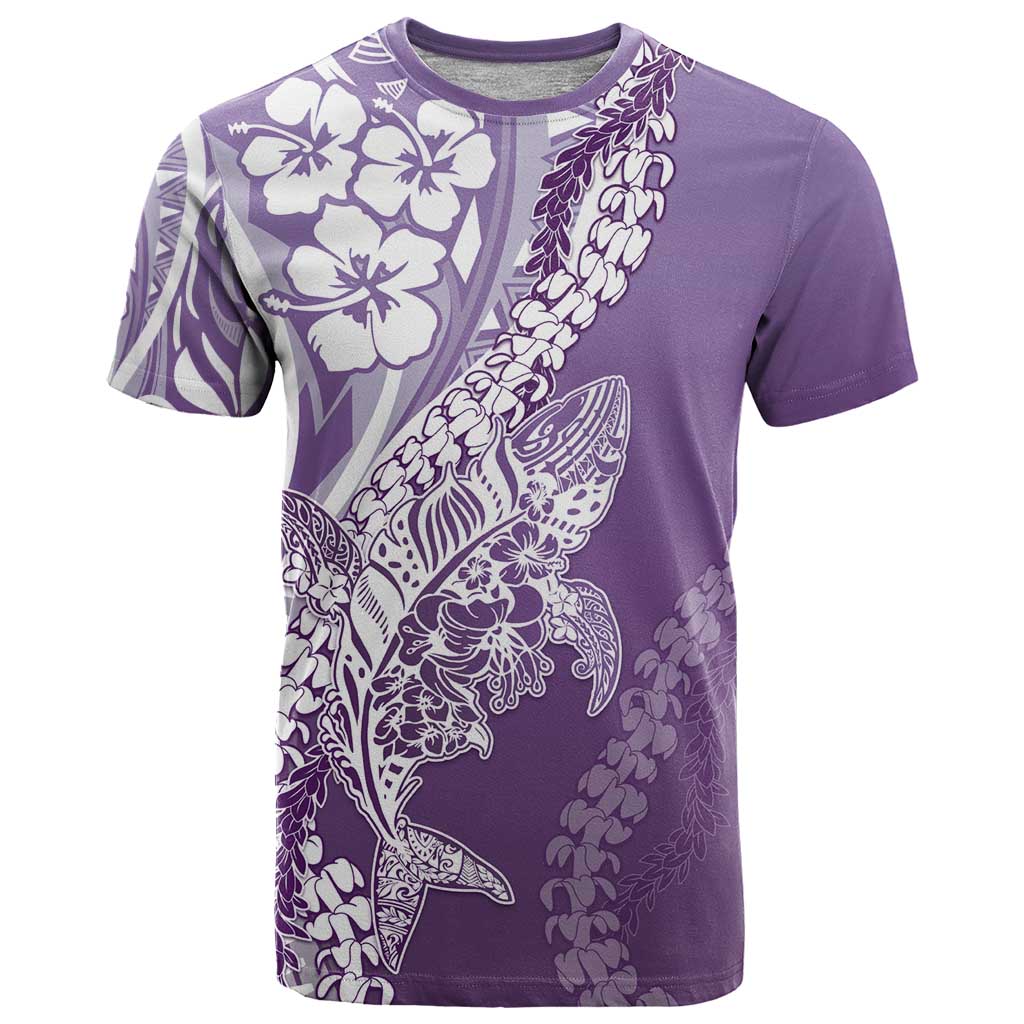 Hawaii Puakenikeni And Maile Lei T Shirt Violet Polynesian Shark Tattoo DT05