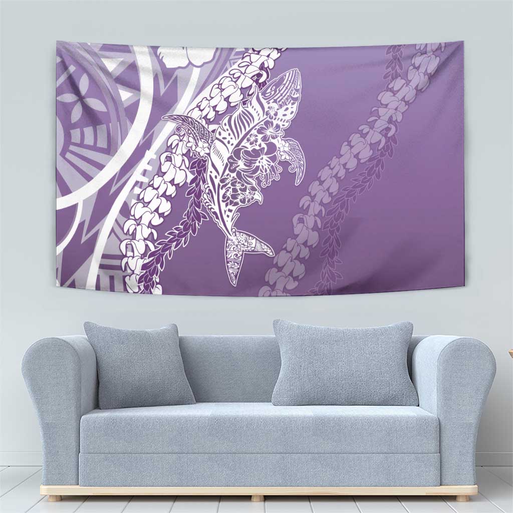 Hawaii Puakenikeni And Maile Lei Tapestry Violet Polynesian Shark Tattoo DT05