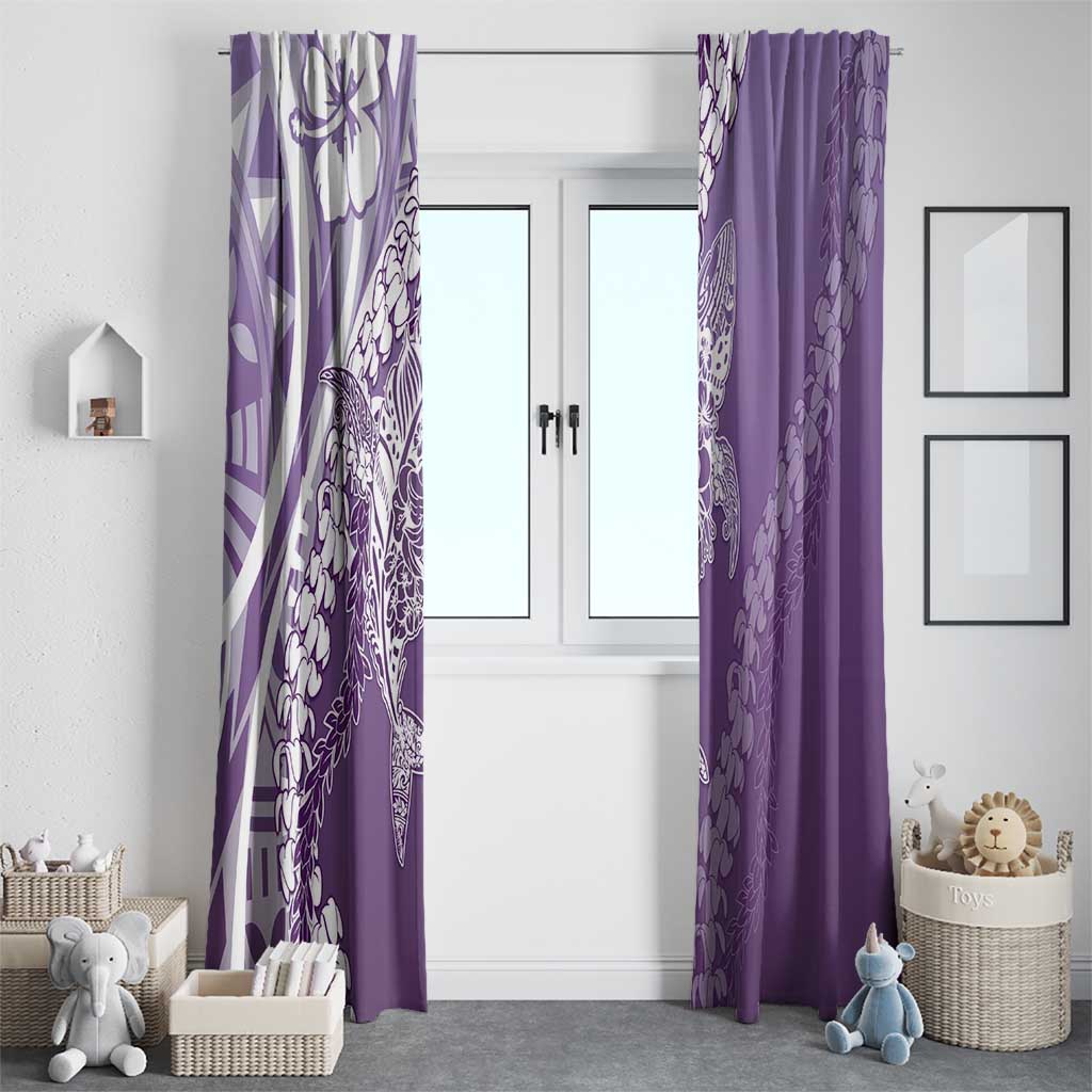 Hawaii Puakenikeni And Maile Lei Window Curtain Violet Polynesian Shark Tattoo DT05