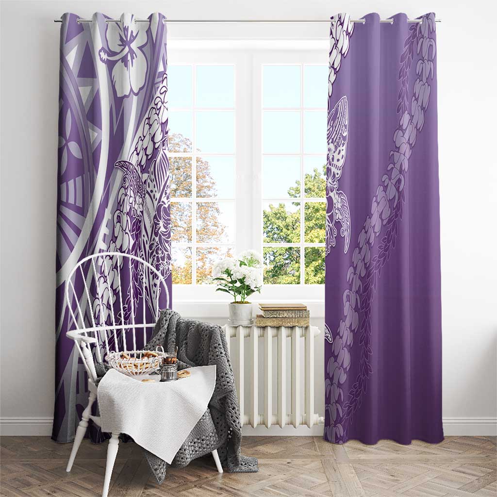 Hawaii Puakenikeni And Maile Lei Window Curtain Violet Polynesian Shark Tattoo DT05