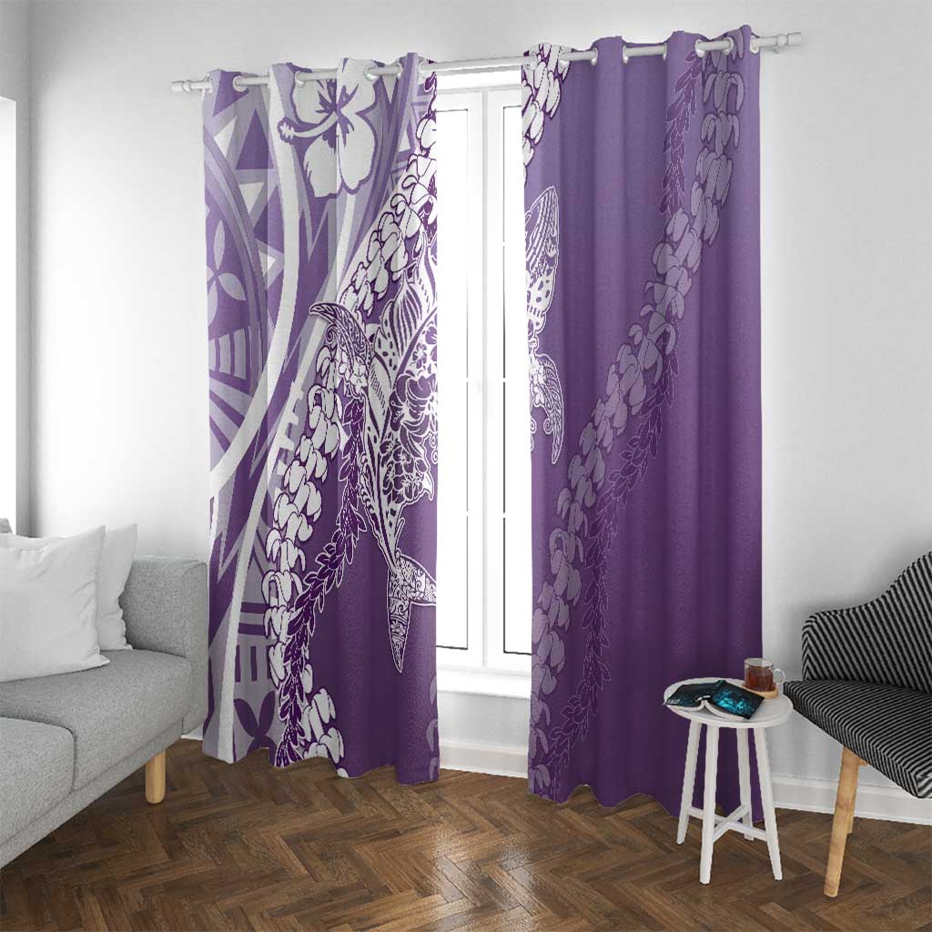 Hawaii Puakenikeni And Maile Lei Window Curtain Violet Polynesian Shark Tattoo DT05