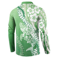 Hawaii Puakenikeni And Maile Lei Button Sweatshirt Green Polynesian Shark Tattoo DT05 - Polynesian Pride