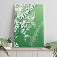 Hawaii Puakenikeni And Maile Lei Canvas Wall Art Green Polynesian Shark Tattoo DT05
