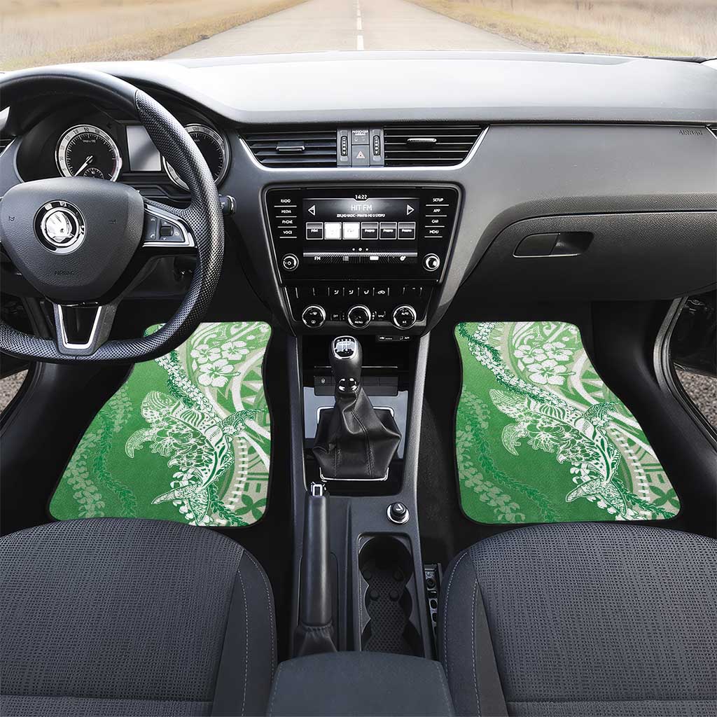 Hawaii Puakenikeni And Maile Lei Car Mats Green Polynesian Shark Tattoo DT05